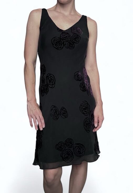 Jones New York Dresses & Skirts - Vintage 90s Jones New York Black Silk Blend Dress Purple Floral Sz 8 Whimsygoth